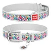 Ошейник WAUDOG Design с рисунком "Волшебные цветы", премиум кожа, металлическая пряжка (ширина 35 мм, длина 46-60 см), белый - 1