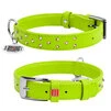 Ошейник для собак кожаный WAUDOG Glamour с QR паспортом, с клеевыми стразами, Ш 20 мм, Дл 30-39 см, салатовый - 1