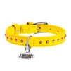Нашийник для собак шкіряний WAUDOG Glamour з QR паспортом, з клейовими стразами, Ш 15 мм, Дл 27-36 см, жовтий - 2