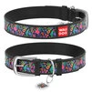 Ошейник WAUDOG Design с рисунком "Волшебные цветы", премиум кожа, металлическая пряжка (ширина 12 мм, длина 19-25 см), черный - 1