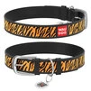 Ошейник WAUDOG Design с рисунком "Тигр", премиум кожа, металлическая пряжка (ширина 25 мм, длина 38-49 см), черный - 1