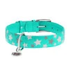 Ошейник для собак кожаный WAUDOG Glamour с QR паспортом, узор "Звёздочка", светящийся/светоотражающий, Ш 35 мм, Дл 46-60 см, ментоловый - 2