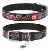 Нашийник WAUDOG Design з малюнком "Яскравий тропік", преміум шкіра, металевий пряжка (ширина 35 мм, довжина 46-60 см), чорний - 1