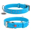 Нашийник для собак шкіряний WAUDOG Glamour з QR паспортом, з клейовими стразами, Ш 20 мм, Дл 30-39 см, блакитний - 1