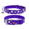 Ошейник для собак кожаный WAUDOG Glamour с QR паспортом, узор "Звёздочка", светящийся/светоотражающий, Ш 25 мм, Дл 38-49 см, фиолетовый - 1