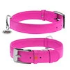 Нашийник для собак шкіряний WAUDOG Glamour з QR паспортом, без прикрас, Ш 35 мм, Дл 46-60 см, рожевий - 1