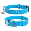 Нашийник для собак шкіряний WAUDOG Glamour з QR паспортом, з клейовими стразами, Ш 25 мм, Дл 38-49 см, блакитний - 1