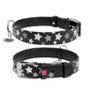 Ошейник для собак кожаный WAUDOG Glamour с QR паспортом, узор "Звёздочка", светящийся/светоотражающий, Ш 25 мм, Дл 38-49 см, черный - 1