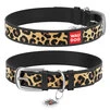 Ошейник WAUDOG Design с рисунком "Леопард", премиум кожа, металлическая пряжка (ширина 12 мм, длина 21-29 см), черный - 1
