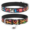 Ошейник WAUDOG Design с рисунком "Граффити", премиум кожа, металлическая пряжка (ширина 25 мм, длина 38-49 см), черный - 1