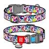 Нашийник для собак нейлоновий WAUDOG Nylon з QR паспортом, малюнок "Чарівні квіти", пластиковий фастекс, Ш 20 мм, Дл 24-40 см - 1