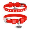 Нашийник для собак шкіряний WAUDOG Glamour з QR паспортом, з клейовими стразами, Ш 9 мм, Дл 18-21 см, червоний - 1