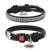 Нашийник для собак шкіряний WAUDOG Glamour з QR паспортом, з прикрасою "Полотно страз", Ш 9 мм, Дл 19-25 см, чорний - 1