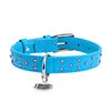 Нашийник для собак шкіряний WAUDOG Glamour з QR паспортом, з клейовими стразами, Ш 20 мм, Дл 30-39 см, блакитний - 2