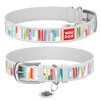 Нашийник WAUDOG Design з малюнком "Яскраві смужки", преміум шкіра, металевий пряжка (ширина 35 мм, довжина 46-60 см), білий - 1