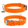 Ошейник для собак кожаный WAUDOG Glamour с QR паспортом, без украшений, Ш 25 мм, Дл 38-49 см, оранжевый - 1