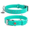 Нашийник для собак шкіряний WAUDOG Glamour з QR паспортом, з клейовими стразами, Ш 25 мм, Дл 38-49 см, ментоловий - 1