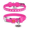 Нашийник для собак шкіряний WAUDOG Glamour з QR паспортом, з клейовими стразами, Ш 9 мм, Дл 19-25 см, рожевий - 1