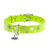 Ошейник для собак кожаный WAUDOG Glamour с QR паспортом, узор "Звёздочка", светящийся/светоотражающий, Ш 25 мм, Дл 38-49 см, салатовый - 2