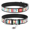 Ошейник WAUDOG Design с рисунком "Яркие полоски", премиум кожа, металлическая пряжка (ширина 12 мм, длина 21-29 см), черный - 1