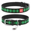 Ошейник WAUDOG Design с рисунком "Шотландка зеленая", премиум кожа, металлическая пряжка (ширина 35 мм, длина 46-60 см), черный - 1