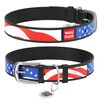 Нашийник WAUDOG Design з малюнком "Зірки та смуги", преміум шкіра, металевий пряжка (ширина 15 мм, довжина 27-36 см), чорний - 1