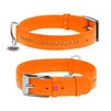 Ошейник для собак кожаный WAUDOG Glamour с QR паспортом, двойной со стразами, Ш 20 мм, Дл 30-39 см, оранжевый - 1