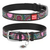 Нашийник WAUDOG Design з малюнком "Мандали", преміум шкіра, металевий пряжка (ширина 12 мм, довжина 19-25 см), чорний - 1