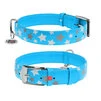 Ошейник для собак кожаный WAUDOG Glamour с QR паспортом, узор "Звёздочка", светящийся/светоотражающий, Ш 35 мм, Дл 46-60 см, голубой - 1