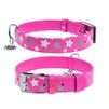 Нашийник для собак шкіряний WAUDOG Glamour з QR паспортом, візерунок "Зірочка", світловий/світловідбиваючий, Ш 20 мм, Дл 30-39 см, рожевий - 1