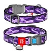 Ошейник для собак нейлоновый WAUDOG Nylon c QR паспортом, рисунок "Фиолетовый камо", пластиковый фастекс, Ш 20 мм, Дл 24-40 см - 1
