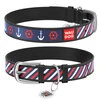 Ошейник WAUDOG Design с рисунком "Якоря 2", премиум кожа, металлическая пряжка (ширина 15 мм, длина 27-36 см), черный - 1