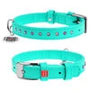 Нашийник для собак шкіряний WAUDOG Glamour з QR паспортом, з клейовими стразами, Ш 15 мм, Дл 27-36 см, ментоловий - 1