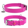 Ошейник для собак кожаный WAUDOG Glamour с QR паспортом, без украшений, Ш 20 мм, Дл 30-39 см, розовый - 1