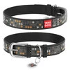 Ошейник WAUDOG Design с рисунком "Крестики", премиум кожа, металлическая пряжка (ширина 12 мм, длина 19-25 см), черный - 1