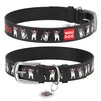 Ошейник WAUDOG Design с рисунком "Хипстер", премиум кожа, металлическая пряжка (ширина 12 мм, длина 19-25 см), черный - 1