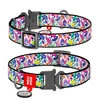 Ошейник для собак нейлоновый WAUDOG Nylon c QR паспортом, рисунок "Волшебные цветы", металлическая пряжка-фастекс, Ш 25 мм, Дл 31-49 см - 1