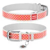 Нашийник WAUDOG Design з малюнком "Рожева полька", преміум шкіра, металевий пряжка (ширина 25 мм, довжина 38-49 см), білий - 1