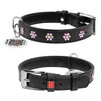Нашийник для собак шкіряний WAUDOG Glamour з QR паспортом, з клейовими стразами "Квітка", Ш 15 мм, Дл 27-36 см, чорний - 1