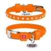 Нашийник для собак шкіряний WAUDOG Glamour з QR паспортом, з клейовими стразами, Ш 9 мм, Дл 18-21 см, оранжевий - 1