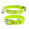 Ошейник для собак кожаный WAUDOG Glamour с QR паспортом, узор "Звёздочка", светящийся/светоотражающий, Ш 25 мм, Дл 38-49 см, салатовый - 1