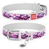 Нашийник WAUDOG Design з малюнком "Рожевий камо", преміум шкіра, металевий пряжка (ширина 25 мм, довжина 38-49 см), білий - 1