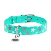 Ошейник для собак кожаный WAUDOG Glamour с QR паспортом, узор "Звёздочка", светящийся/светоотражающий, Ш 25 мм, Дл 38-49 см, ментоловый - 2