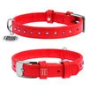 Нашийник для собак шкіряний WAUDOG Glamour з QR паспортом, з клейовими стразами, Ш 12 мм, Дл 21-29 см, червоний - 1