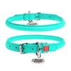 Ошейник для собак кожаный WAUDOG Glamour с QR паспортом, круглый, Д 10 мм, Дл 33-41 см, ментоловый - 1