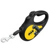 Поводок-рулетка для собак WAUDOG R-leash, малюнок "Бетмен Жовтий", S, до 15 кг, 5 м, світловідбиваюча стрічка, чорний - 2
