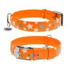 Ошейник для собак кожаный WAUDOG Glamour с QR паспортом, узор "Звёздочка", светящийся/светоотражающий, Ш 35 мм, Дл 46-60 см, оранжевый - 1