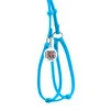 Шлея с поводком для собак кожаная WAUDOG Glamour c QR паспортом, круглая, Д 6 мм, А 42-60 см, В 46-64 см, голубой - 2