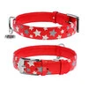 Ошейник для собак кожаный WAUDOG Glamour с QR паспортом, узор "Звёздочка", светящийся/светоотражающий, Ш 35 мм, Дл 46-60 см, красный - 1