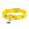 Нашийник для собак шкіряний WAUDOG Glamour з QR паспортом, візерунок "Зірочка", світловий/світловідбиваючий, Ш 25 мм, Дл 38-49 см, жовтий - 2